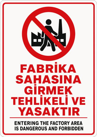 FABRİKA SAHASINA GİRMEK TEHLİKELİ VE YASAKTIR 21X30CM PVC ISG LEVHA