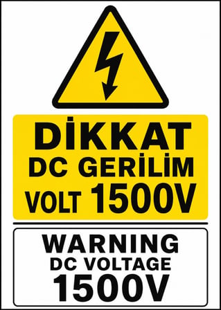 DİKKAT DC GERİLİM VOLT 1500V 21X30CM PVC ISG LEVHA