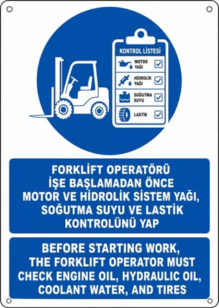 FORKLİFT OPERATÖRÜ KONTOLLERİNİ YAP 21X30CM PVC ISG LEVHA