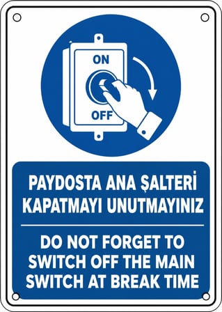 PAYDOSTA ANA ŞALTERİ KAPATMAYI UNUTMAYINIZ 21X30CM PVC ISG LEVHA