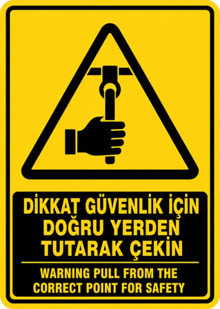 DİKKAT GÜVENLİK İÇİN DOĞRU YERDEN TUTARAK ÇEKİN 21X30CM PVC ISG LEVHA