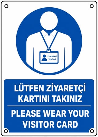 LÜTFEN ZİYARETÇİ KARTINIZI TAKINIZ 21X30CM PVC ISG LEVHA