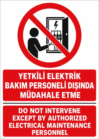 YETKİLİ ELEKTRİK BAKIM PERSONELİ DIŞINDA MÜDAHALE ETME 21X30CM PVC ISG LEVHA