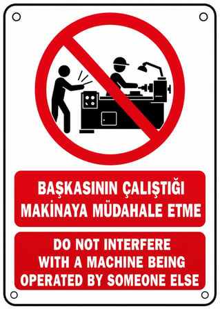 BAŞKASININ ÇALIŞTIĞI MAKİNAYA MÜDAHALE ETME 21X30CM PVC ISG LEVHA