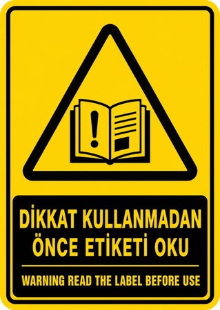 DİKKAT KULLANMADAN ÖNCE ETİKETİ OKU 21X30CM PVC ISG LEVHA