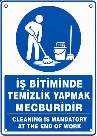 İŞ BİTİMİNDE TEMİZLİK YAPMAK MECBURİDİR 21X30CM PVC ISG LEVHA