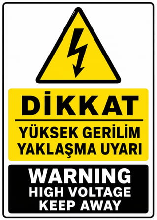 DİKKAT YÜKSEK GERİLİM YAKLAŞMA UYARI 21X30CM PVC ISG LEVHA