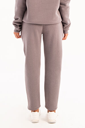 JUSTEVER Rahat Fit Şardonlu İçi Polarlı Gri Kadın Eşofman Altı Pantolon - Echo