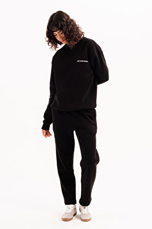 JUSTEVER Rahat Fit Şardonlu İçi Polarlı Gri Kadın Eşofman Altı Pantolon - Echo