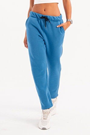 JUSTEVER Rahat Fit Şardonlu İçi Polarlı Gri Kadın Eşofman Altı Pantolon - Echo