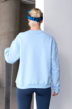 JUSTEVER Bisiklet Yaka Basic Kalıp Ekru Kadın Sweatshirt Eşofman Üstü - Aura