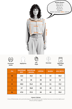 JUSTEVER Crop Kapüşonlu Fermuarlı Siyah Kadın Sweatshirt - Atria