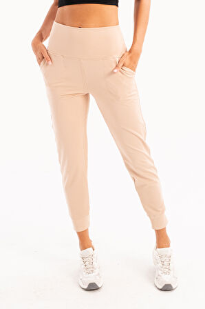 JUSTEVER Yüksek Bel Lastikli Cepli Rahat Kesim Toparlayıcı Tayt Kadın Eşofman Altı - Beat