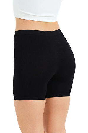 JUSTEVER Seamless Dikişsiz Uzun Külot İz Yapmayan Siyah Kadın Boxer - Vela