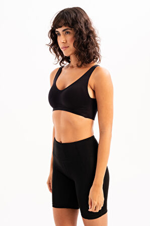 JUSTEVER Dikişsiz Seamless Toparlayıcı Çıkarılabilir Ped Destekli Siyah Kadın Lazer Sütyen - Blaze