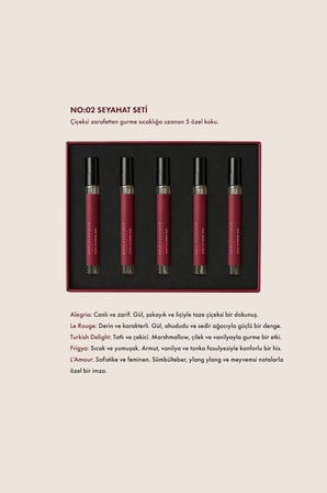 NO 2 Kadın Parfüm Seti (Seyahat Seti) EDP 5x10 ML Çiçeksi - Oryantal - Gurme