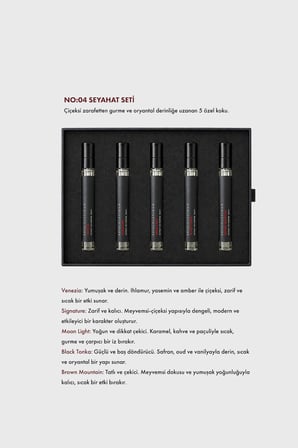 NO 4 Unisex Parfüm Seti (Seyahat Seti) EDP 5x10 ML Çiçeksi - Oryantal - Gurme