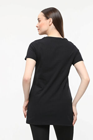 Kadın 3'lü Basic Regular Fit V Yaka Arkası Uzun Tişört Seti