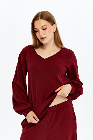 Kadın Dokulu V Yaka Bluz