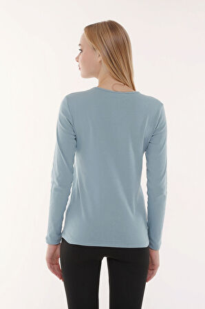 KADIN UZUN KOLLU BİSİKLET YAKA TİŞÖRT 