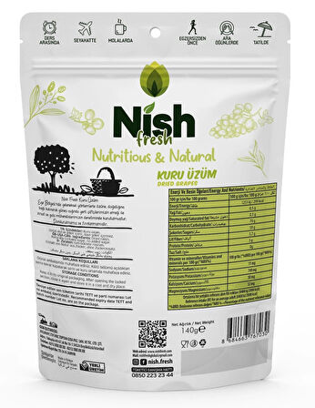 Nish Fresh Doğal Glutensiz Vegan Sultani kuru üzüm 