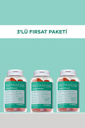 3'lü Good Mood Gummy, Duygu Durumu Destekleyici, 5-HTP & Rodiola İçerikli Çiğnenebilir Vitamin Gummies