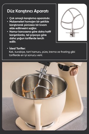 Fressi FR-SM2503 Allegro 5L Hazneli 1500W Komple Set Krem Standlı Mikser