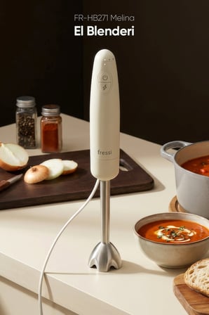 Fressi Çubuk El Blender Paslanmaz Çelik Bıçaklı Turbo 1000W Krem FR-HB271 Melina