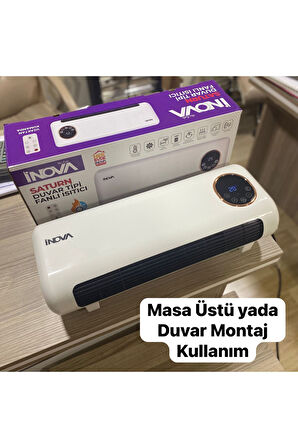 SATURN DUVAR TİPİ FANLI ISITICI ELEKTRİKLİ SOBA VE VANTİLATÖR DİJİTAL EKRANLI TERMOSTATLI