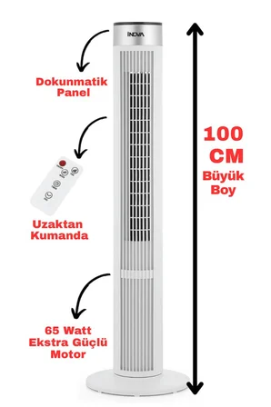İnova Kule Tipi Büyük Boy Kumandalı Serinletici Vantilatör 65 W