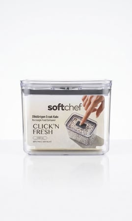  Fresh Hava Geçirmez Dikdörtgen Plastik Erzak Kabı 1500 ml - Vakumlu Tek Tuş Kapaklı Şeffaf Plastik Bakliyat, Un ve Şeker Saklama Kabı, BPA İçermez (10,5x16x12,5cm)
