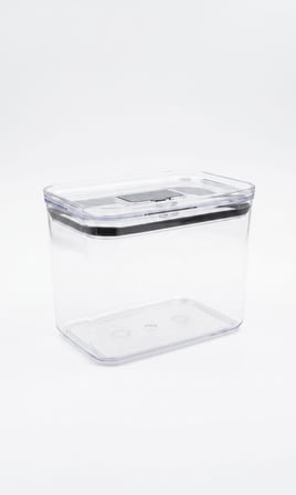  Fresh Hava Geçirmez Dikdörtgen Plastik Erzak Kabı 1500 ml - Vakumlu Tek Tuş Kapaklı Şeffaf Plastik Bakliyat, Un ve Şeker Saklama Kabı, BPA İçermez (10,5x16x12,5cm)
