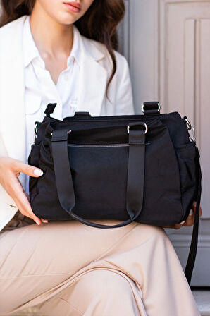 Kadın 5 Gözlü Suya Dayanıklı Paraşüt Kumaş Ayarlanabilir Çapraz Askılı El Ve Omuz Çantası