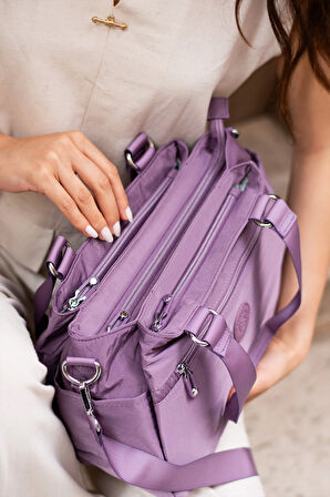 Kadın 5 Gözlü Suya Dayanıklı Paraşüt Kumaş Ayarlanabilir Çapraz Askılı El Ve Omuz Çantası