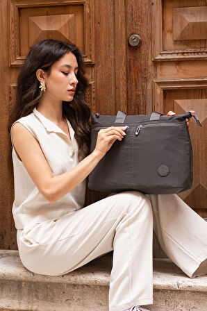 Kadın 6 Gözlü Kullanışlı Suya Dayanıklı Paraşüt Kumaş Büyük Boy El Ve Omuz Çantası