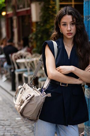 Kadın 5 Gözlü Paraşüt Kumaş Ayarlanabilir Çapraz Askılı El Ve Omuz Çantası