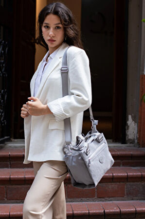 Kadın 5 Gözlü Paraşüt Kumaş Ayarlanabilir Çapraz Askılı El Ve Omuz Çantası