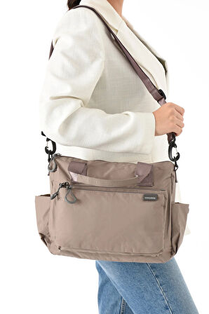 Kadın 4 Bölmeli Krinkıl Kumaş  Ayarlanabilir Çapraz Askılı El Ve Omuz Çantası