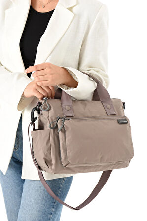 Kadın 4 Bölmeli Krinkıl Kumaş  Ayarlanabilir Çapraz Askılı El Ve Omuz Çantası