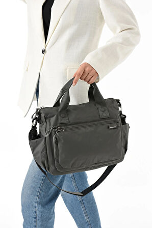 Kadın 4 Bölmeli Krinkıl Kumaş  Ayarlanabilir Çapraz Askılı El Ve Omuz Çantası