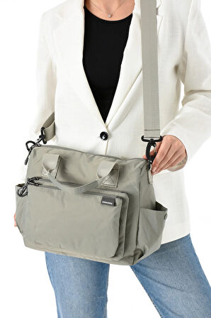 Kadın 4 Bölmeli Krinkıl Kumaş  Ayarlanabilir Çapraz Askılı El Ve Omuz Çantası