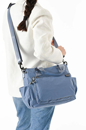 Kadın 4 Bölmeli Krinkıl Kumaş  Ayarlanabilir Çapraz Askılı El Ve Omuz Çantası