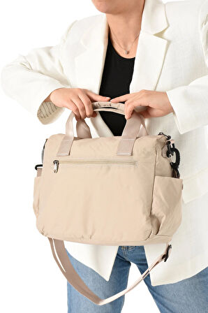 Kadın 4 Bölmeli Krinkıl Kumaş  Ayarlanabilir Çapraz Askılı El Ve Omuz Çantası