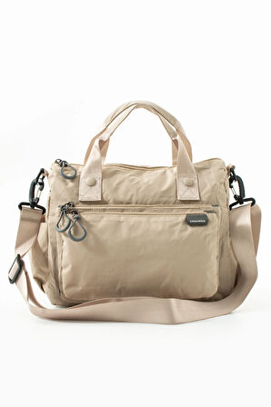 Kadın 4 Bölmeli Krinkıl Kumaş  Ayarlanabilir Çapraz Askılı El Ve Omuz Çantası