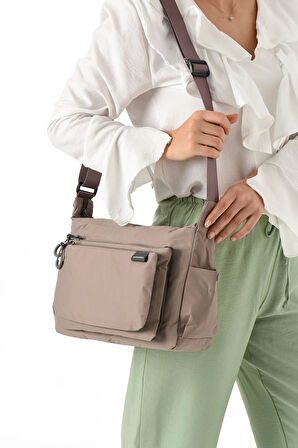 Kadın 3 Gözlü Paraşüt Kumaş  Ayarlanabilir Çapraz Askılı Çanta