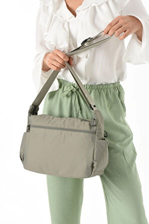 Kadın 3 Gözlü Paraşüt Kumaş  Ayarlanabilir Çapraz Askılı Çanta