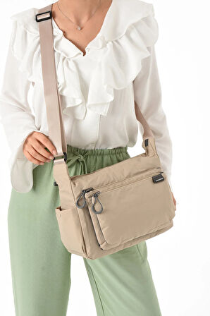 Kadın 3 Gözlü Paraşüt Kumaş  Ayarlanabilir Çapraz Askılı Çanta