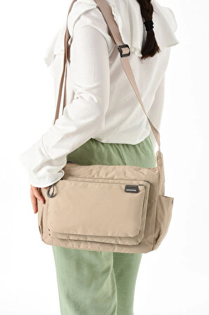 Kadın 3 Gözlü Paraşüt Kumaş  Ayarlanabilir Çapraz Askılı Çanta