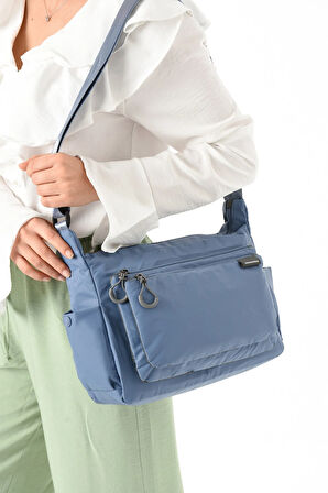 Kadın 3 Gözlü Paraşüt Kumaş  Ayarlanabilir Çapraz Askılı Çanta