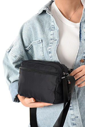 Kadın 3 Gözlü Paraşüt Kumaş Ayarlanabilir Çapraz Askılı Çanta